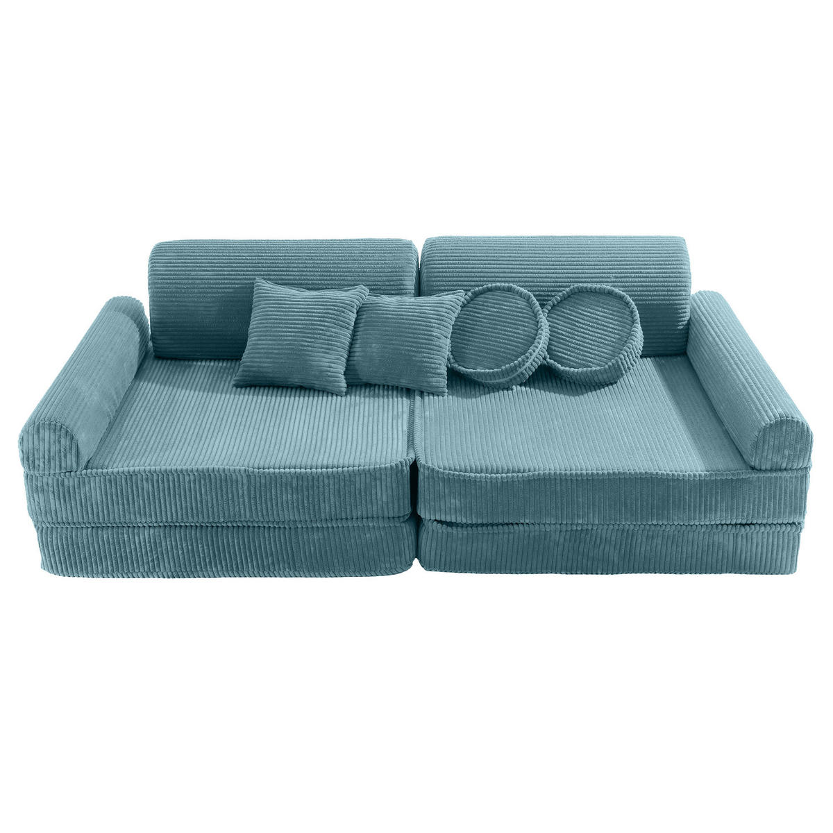 KINDERSOFA, Aesthetic, Cord, Türkis - Türkis, Textil (160/48/80cm) - MeowBaby