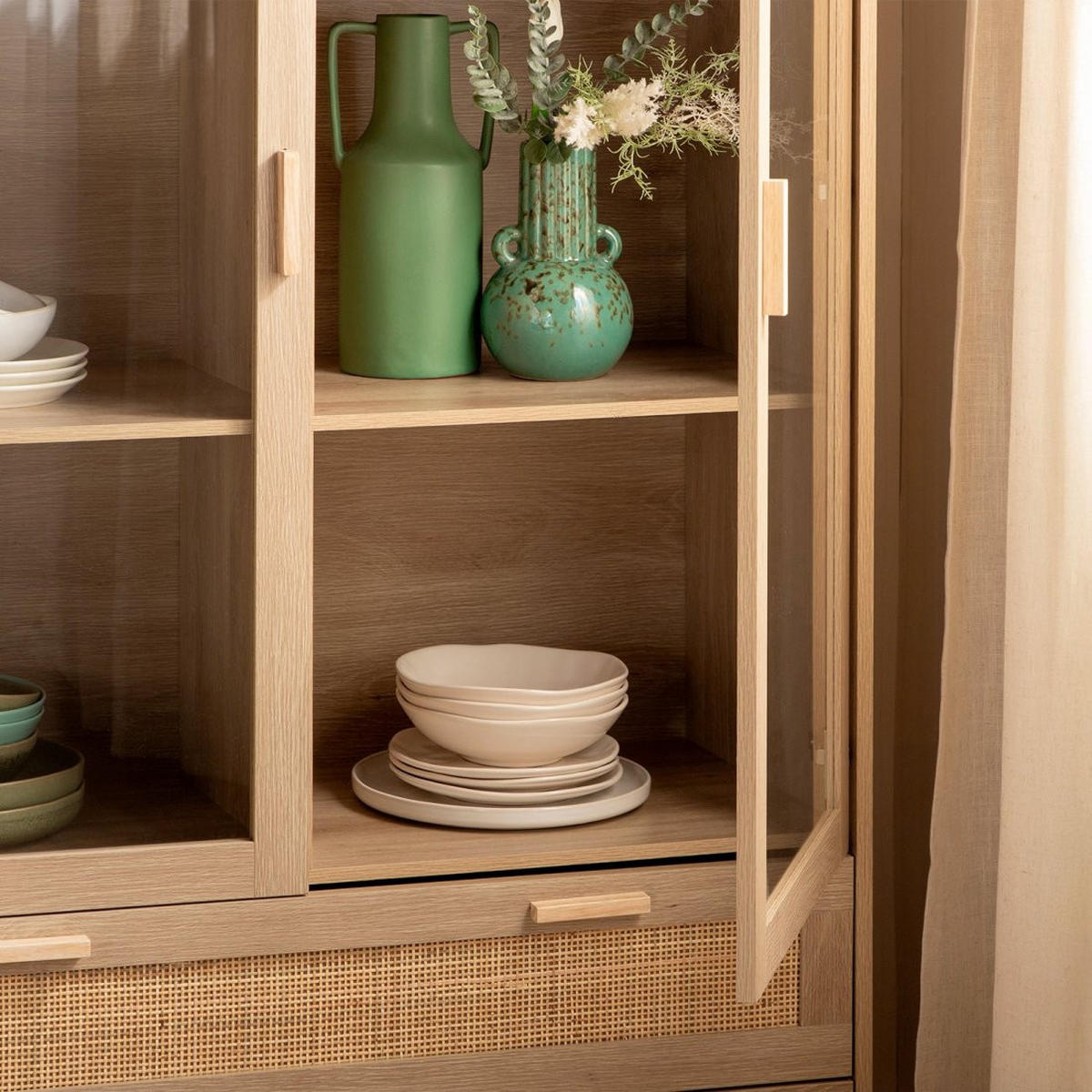 VITRINENSCHRANK DOPPELTER Tahiti Natürlich 100 cm x 170 cm - Naturfarben, Holzwerkstoff (100/170/40cm) - Klast Home