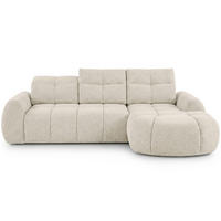 ECKSOFA Sorel Mini mit Automatisch verstellbarer Sitztiefe und Kopfstützen, rechts, Beige - Sandfarben, Textil (275/190cm) - Beautysofa