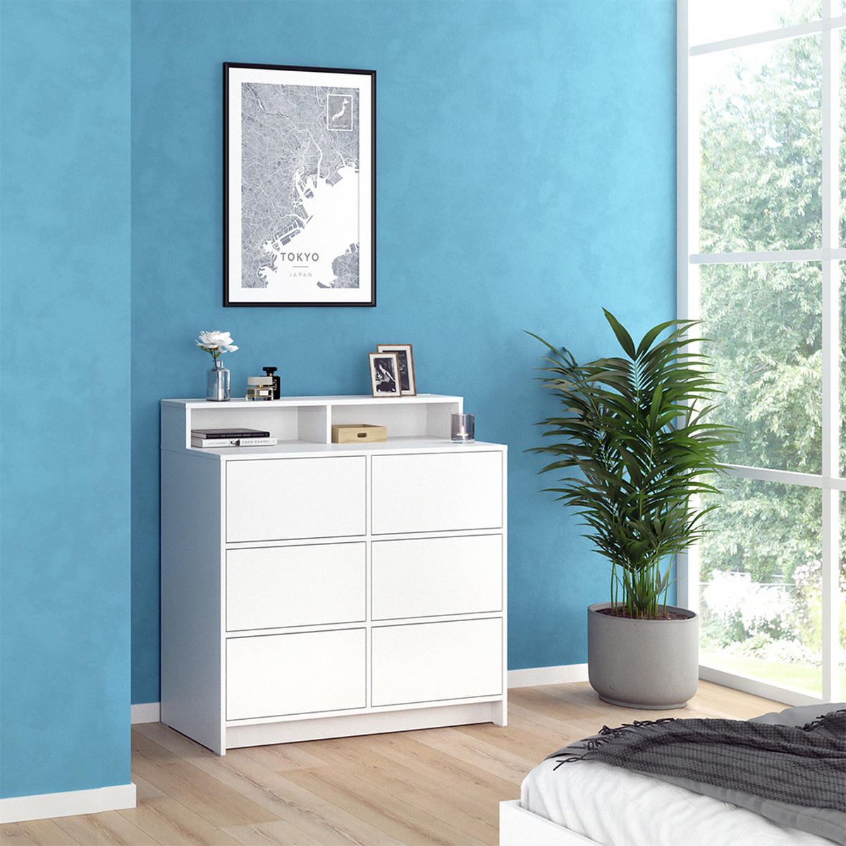 KOMMODE Naara Weiß 98.6 x 100.6 cm - Weiß, Holzwerkstoff (40.3/100.6/98.6cm) - Vicco