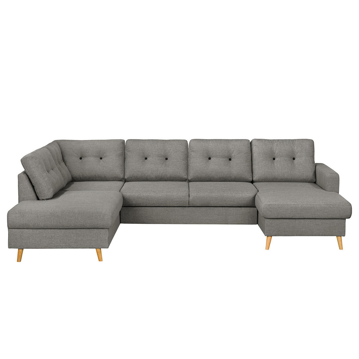 WOHNLANDSCHAFT mit Longchair - Grau, Textil (290/90/200cm) - home24