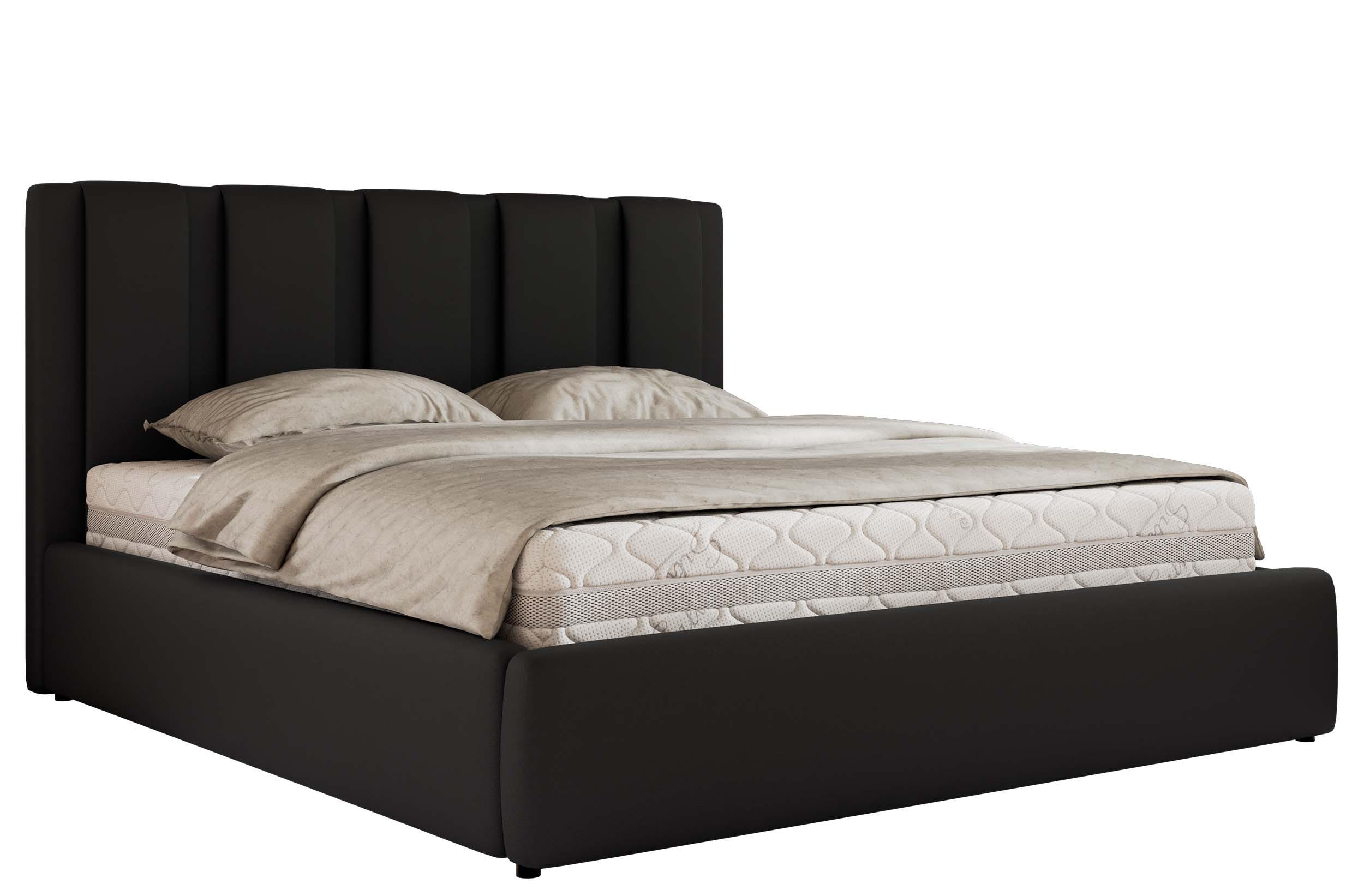 POLSTERBETT SAVINO CLASSIC 160/200 - Schwarz Kunstleder - Pocket-Matratze - Schwarz, Textil (160/200cm) - MKS