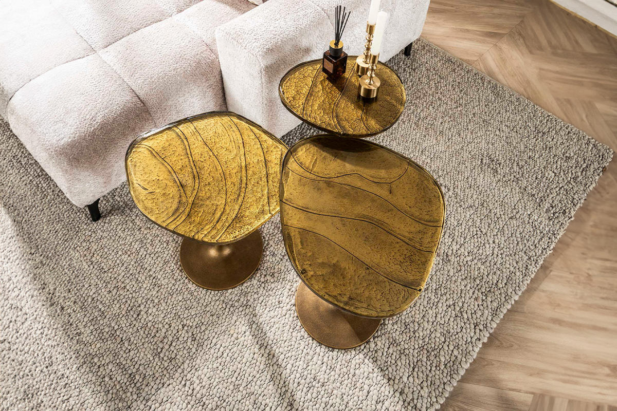 BEISTELLTISCH DARI Gold Glas - Goldfarben, Glas/Metall (50/42/55cm) - KAWOLA