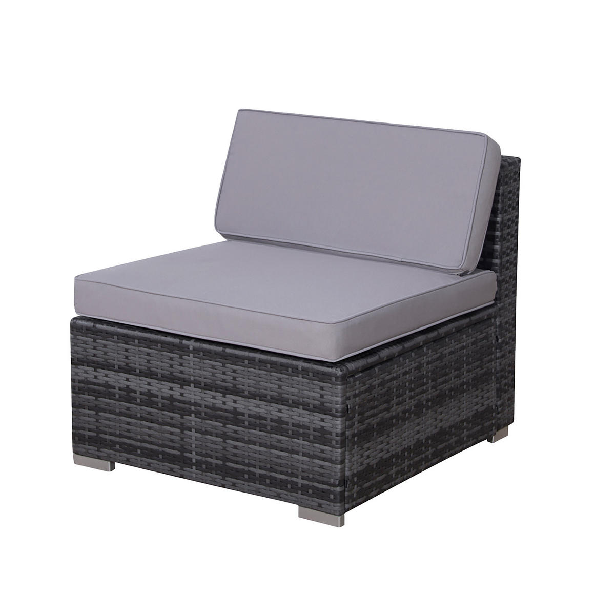 LUGANO Polyrattan Lounge Grau - Grau, Kunststoff - SVITA