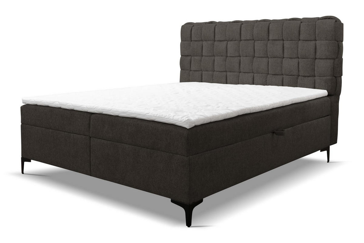 BOXBETT ROMA mit zwei Bettkästen H2/H3 Matratze und Topper 140 x 200 cm - Dunkelgrau, Holzwerkstoff (140/200cm) - VENASI MÖBEL