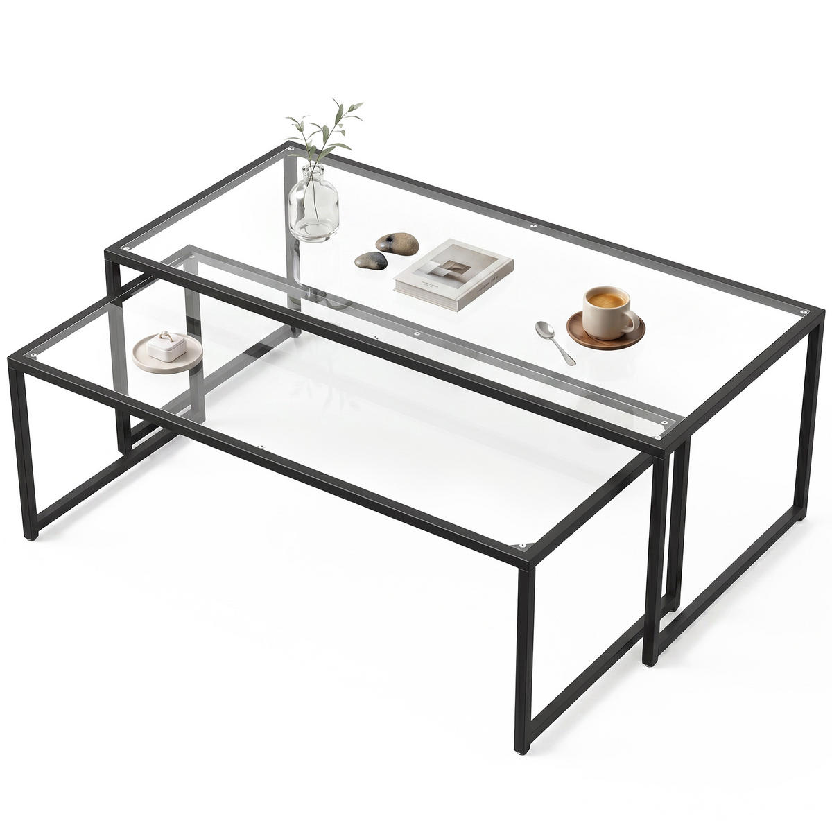 BEISTELLTISCH Transparent 2 Stück - Transparent, Naturmaterialien (119/56/44.5cm) - GiPP