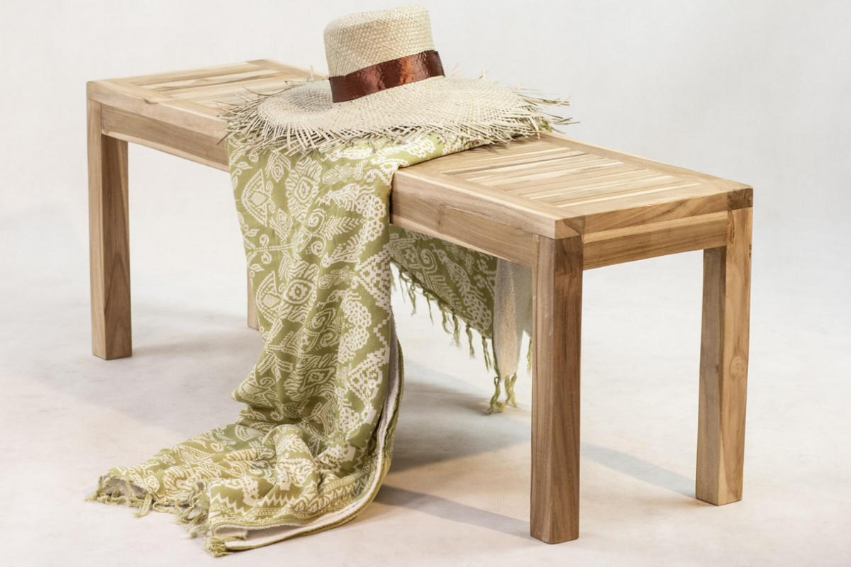 GARTENBANK Nadja 3-Sitzer Terrassenbank - Teakfarben, Holz (35/45/150cm) - DELUKE