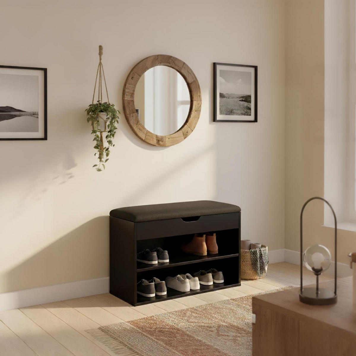 SCHUHREGAL Vault 60/30/47 cm - Schwarz, Holzwerkstoff (30/47/60cm) - BOXIMO