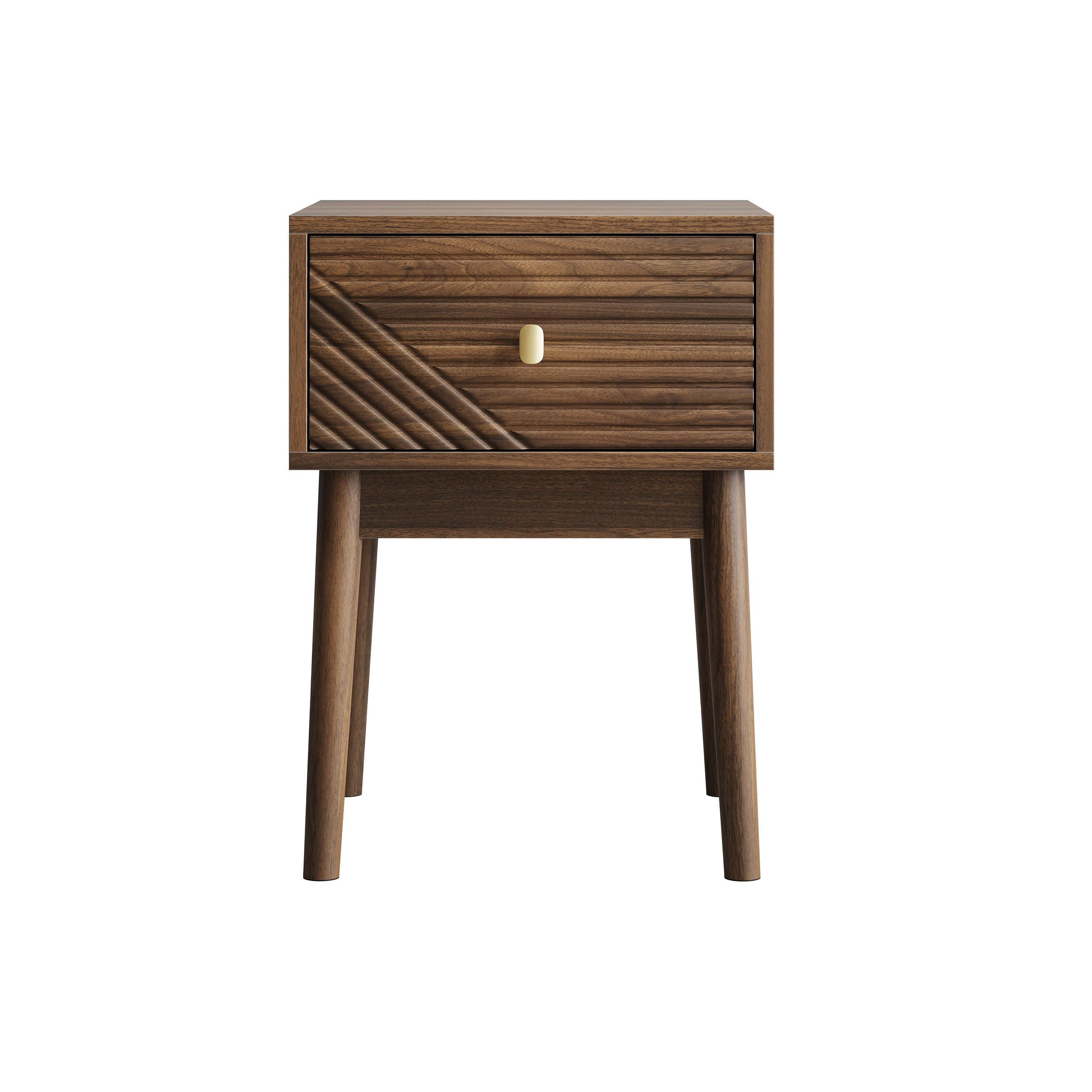 NACHTTISCH 40/40/55 cm walnussfarben aus MDF mit 2 Schubladen - Braun, Holzwerkstoff (40/55/40cm) - OKWISH