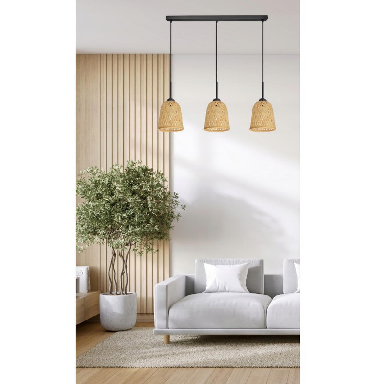 PENDELLEUCHTE BOHO - Schwarz/Weiß, Holz/Metall (17/90/100cm) - kiki design