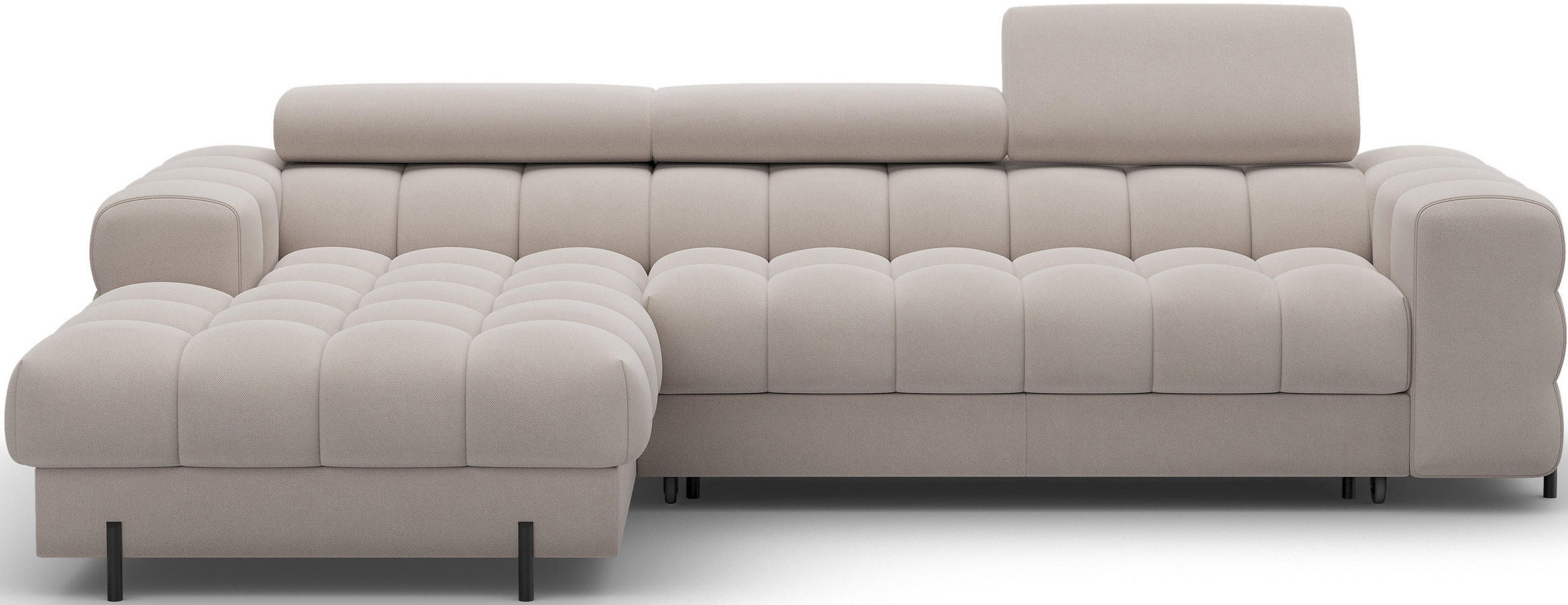 ECKSOFA FELRO mit Schlaffunktion, Bettkasten & verstellbaren Kopfstützen – Modernes Premium-Ecksofa in L-Form - Beige, Kunststoff (285/181cm) - Wohnideebilder