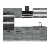 KÜCHENZEILE Tracy 240 cm, ohne Arbeitsplatten, Glamour Wood - Grau, Holz (240/204/60cm) - B BELINI GROUP