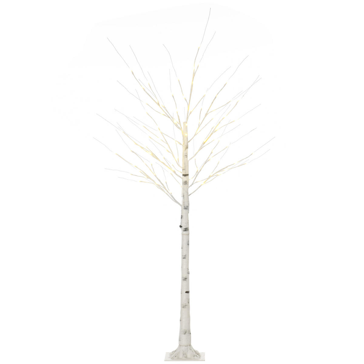 180 cm Kunstbirke Kunstbaum mit LED-Beleuchtung für Weihnachten Ostern Warmweiß - Weiß, Kunststoff (22/22/180cm) - HOMCOM