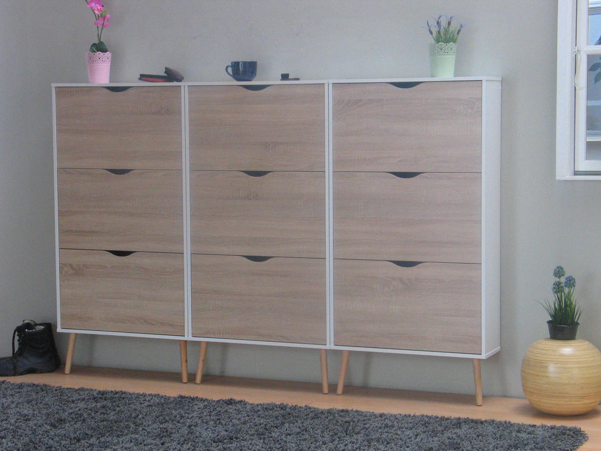 SCHUHSCHRANK weiß - Weiß, Holzwerkstoff (211/139/24cm) - ebuy24