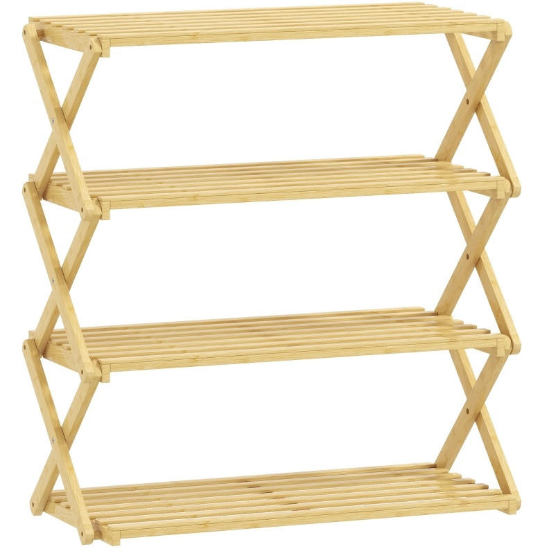 Modfu BOTNÍK z bambusu 60x29x67 cm přírodní skládací se 4 policemi, bez montáže