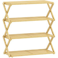 SCHUHREGAL aus Bambus 60x29x67 cm Natur klappbar, 4 Ebenen und bis zu 12 Paar Schuhe - Naturfarben, Naturmaterialen (60/67/29cm) - Modfu