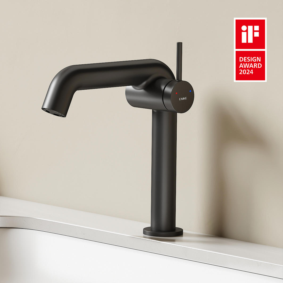 WASCHTISCHARMATUR Ventilkernzertifizierung Schwarz Matt 15cm - Schwarz, Metall (20/7.6/22.2cm) - EMKE