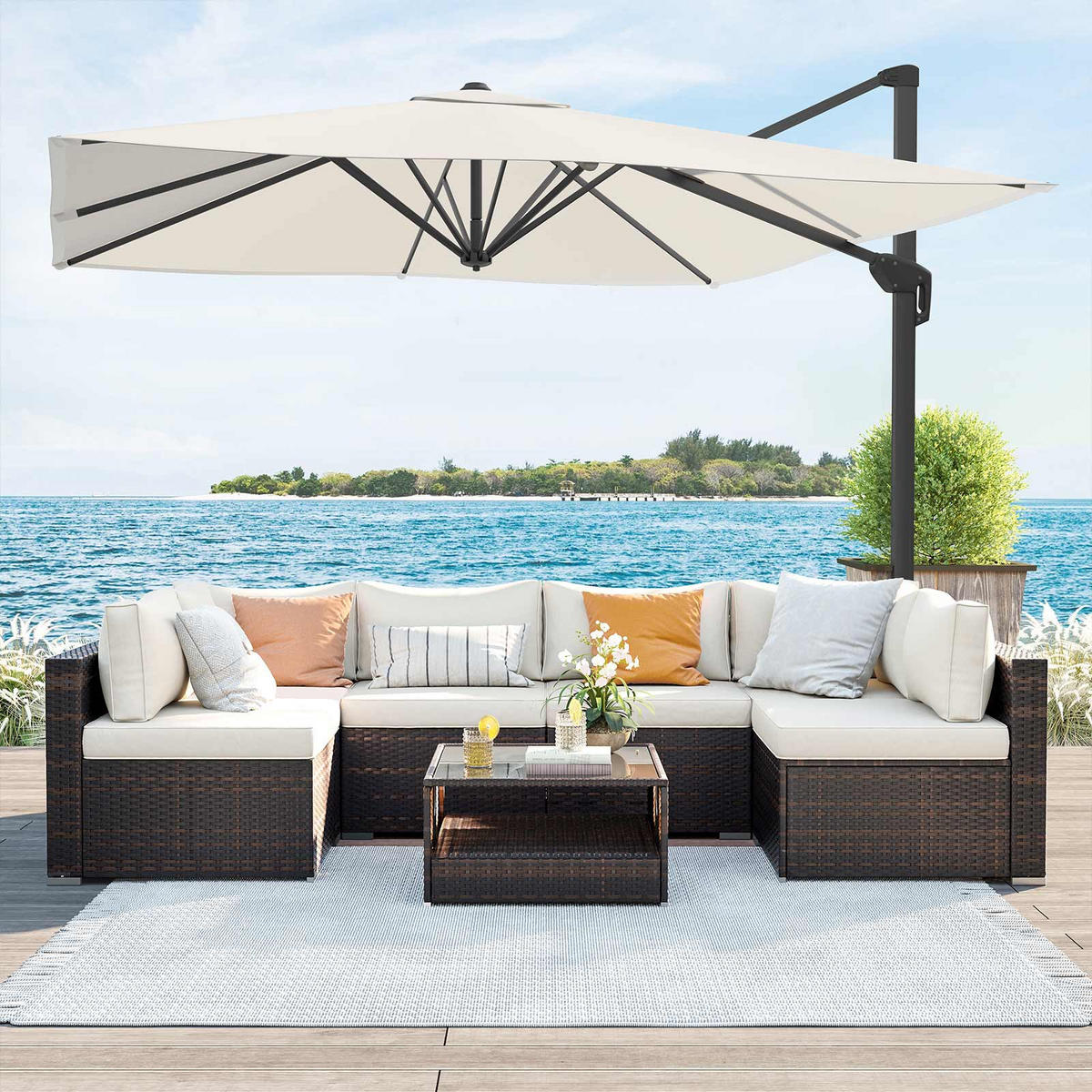 AMPELSCHIRM - Beige, Textil (290/290cm) - Hansiro