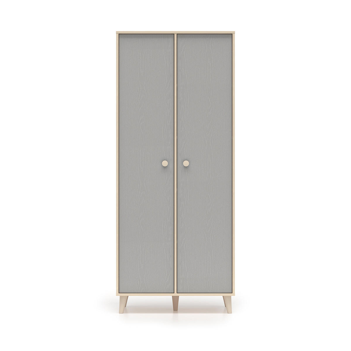 SCHRANK 2 Türen Alycia Beige - Grau - Holzeffekt - Grau, Holz (80/190/51cm) - Petits-meubles