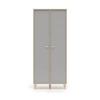SCHRANK 2 Türen Alycia Beige - Grau - Holzeffekt - Grau, Holz (80/190/51cm) - Petits-meubles