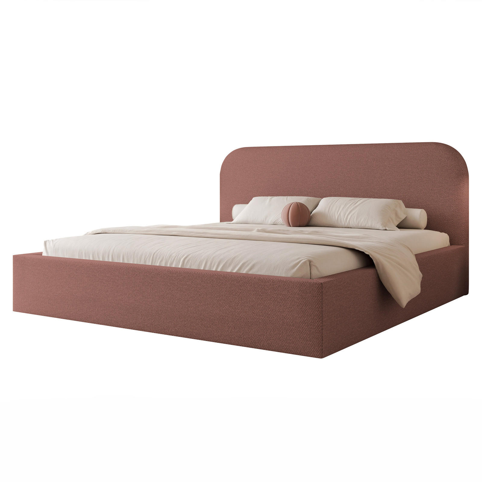 POLSTERBETT XXL FUZZI 200x200 cm Ziegelrot (Stoff Lumi) - mit Bettkasten und Lattenrost - Terracotta, Holzwerkstoff/Textil (200/200cm) - Ravio
