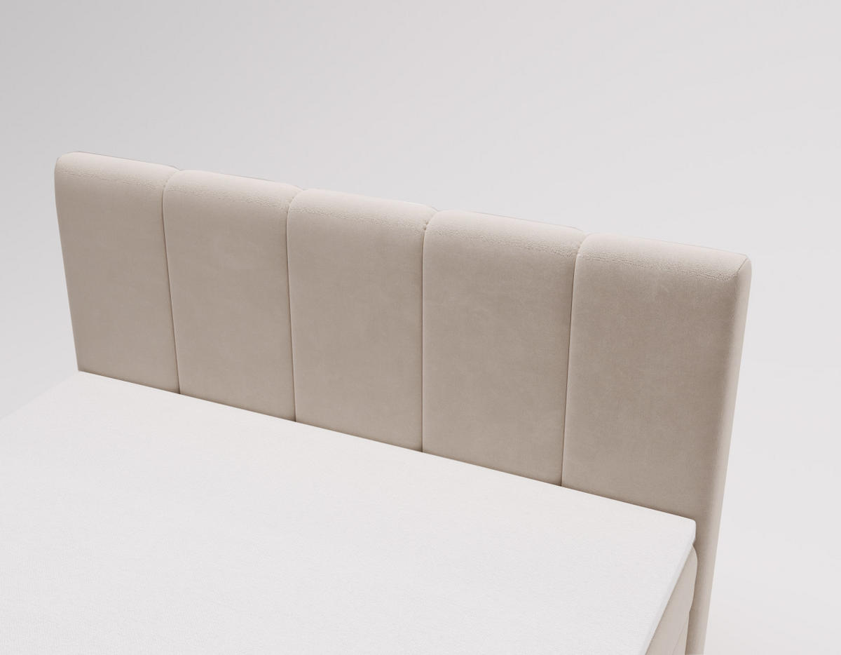 BOXBETT Berg Mit Matratze, Stoff Komodo Dunkelbeige 140x200 cm - Cappuccino, Holz (140/200cm) - Kaiser Möbel