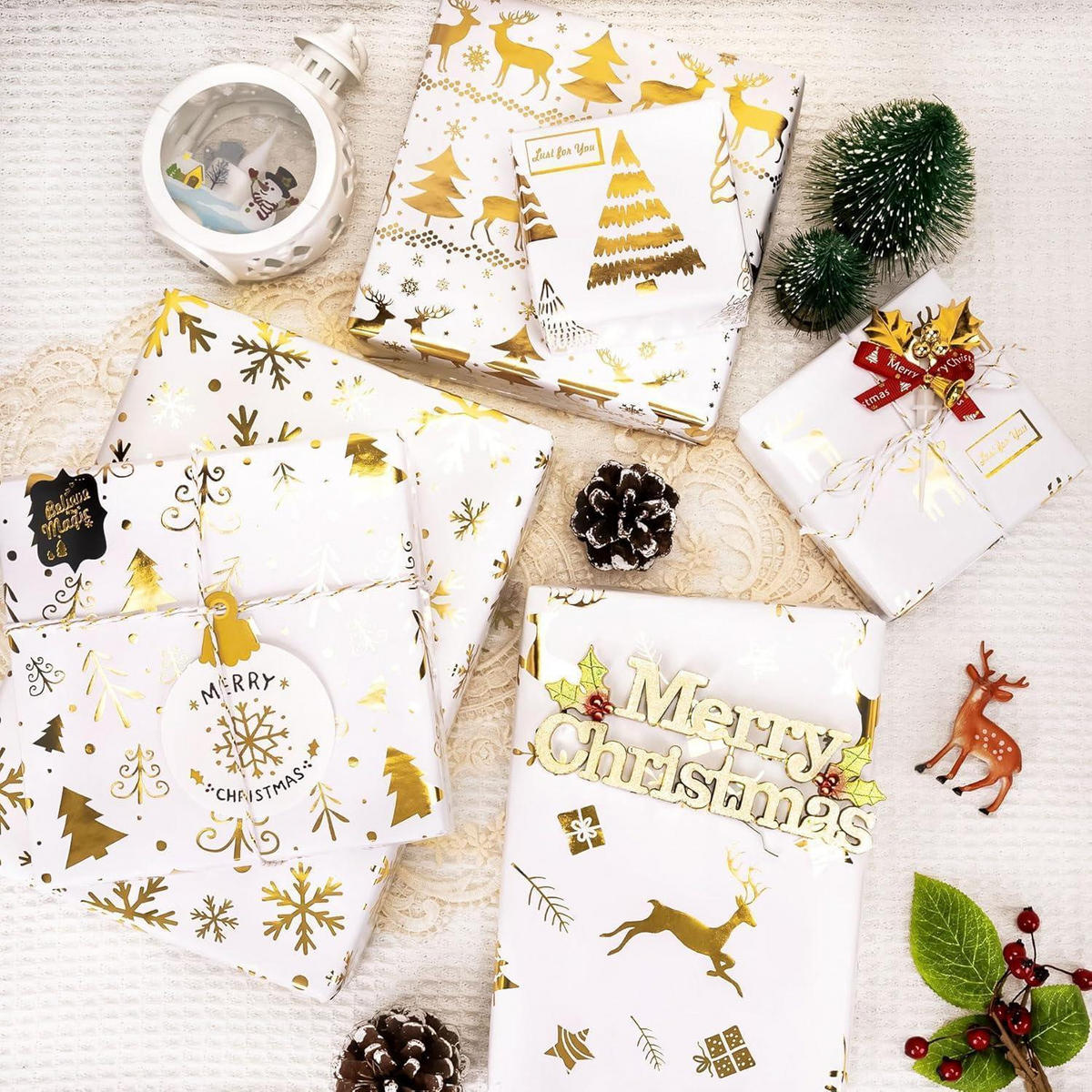 GESCHENKPAPIER Set 6 Bögen Metallic Gold 70 x 50 cm - Goldfarben, Papier (50/1.5/70cm)