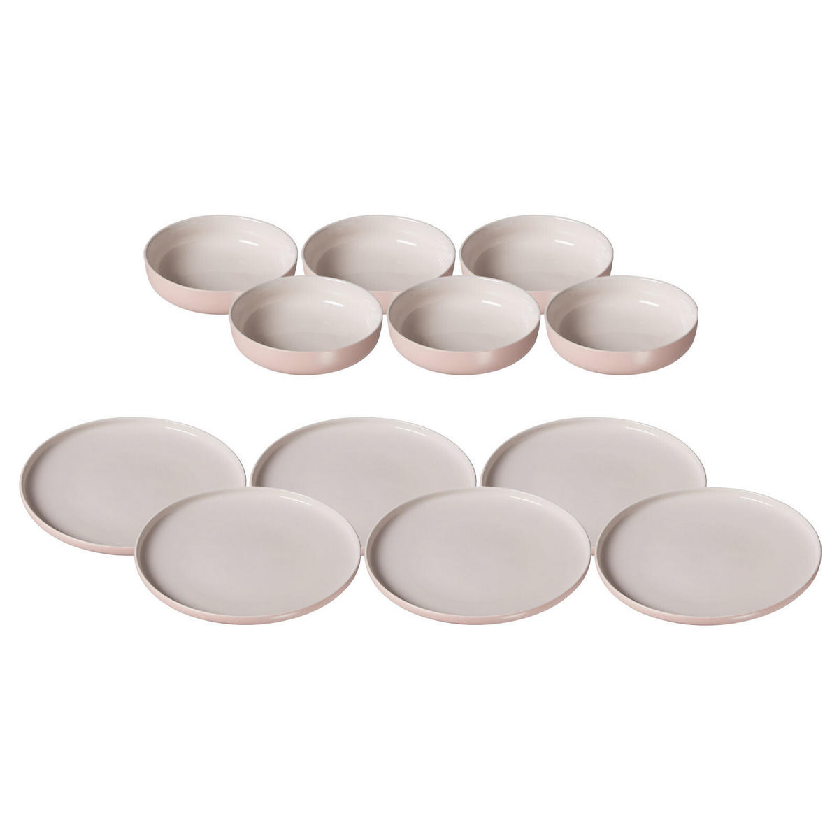 TELLER UND SCHALENSET Jasper rosa 12er Set - Robinienfarben, Keramik (1/1/1cm) - Ritzenhoff Breker