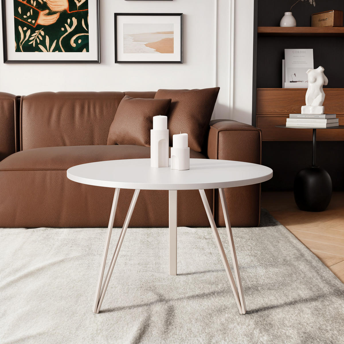 COUCHTISCH RIO mit weißer Tischplatte - Weiß, Holzwerkstoff (67/67/45cm) - Idohome