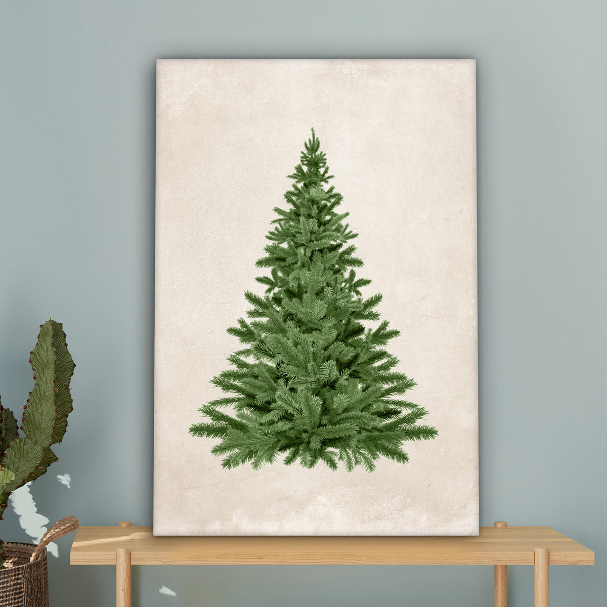 LEINWANDBILD Weihnachtsbaum - Grün - Weihnachten - Feiertage Wanddeko Schlafzimmer 60x90 cm - Olivgrün, Textil (60/90cm) - MuchoWow