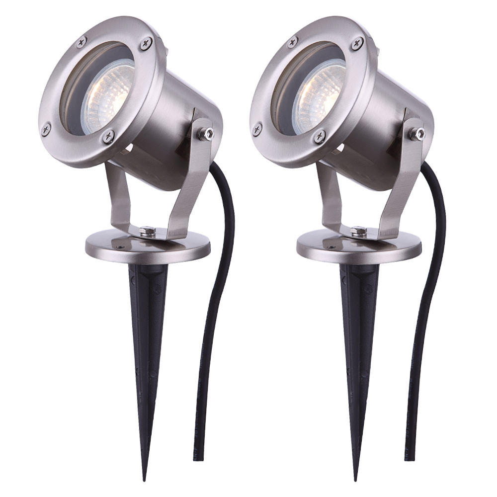 LED AUSSENLEUCHTE STYLE Edelstahl Silber 2er Set - Silberfarben, Glas (9.8/9.8/30.5cm) - Globo Lighting