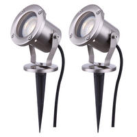 LED AUSSENLEUCHTE STYLE Edelstahl Silber 2er Set - Silberfarben, Glas (9.8/9.8/30.5cm) - Globo Lighting