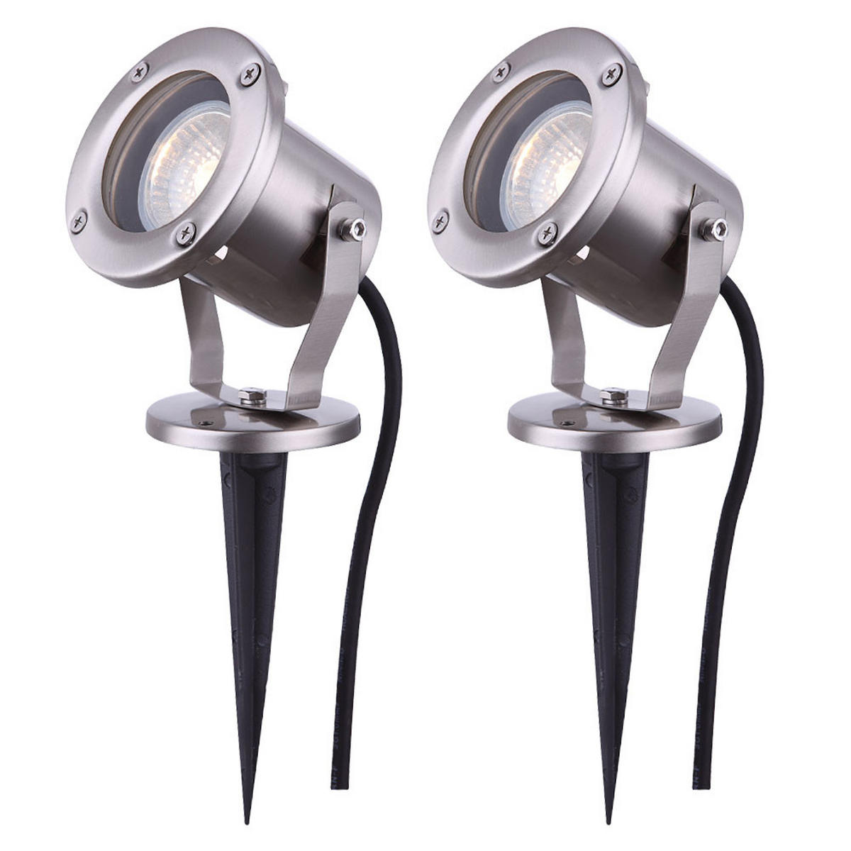 LED AUSSENLEUCHTE STYLE Edelstahl Silber 2er Set - Silberfarben, Glas (9.8/9.8/30.5cm) - Globo Lighting