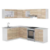 ECKKÜCHE Rick Weiß/Sonoma 247 x 167 cm , AP Marmor - Weiß, Holzwerkstoff (250/81.6/60cm) - Vicco