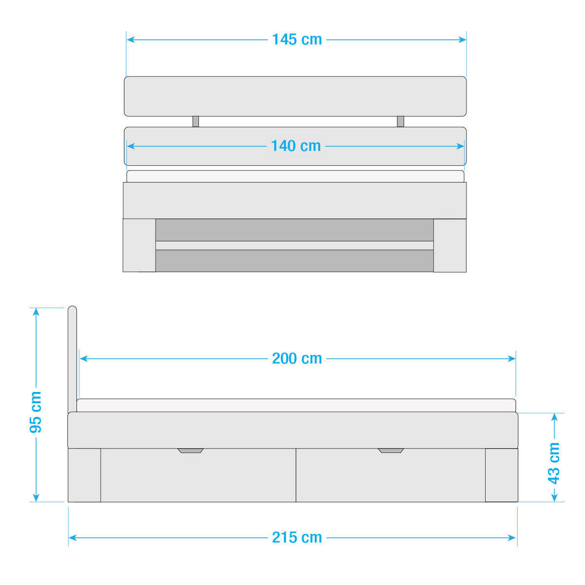 MASSIVHOLZBETT mit Bettkästen - Kernbuche massiv - Kernbuche, Holz (140/200cm) - home24