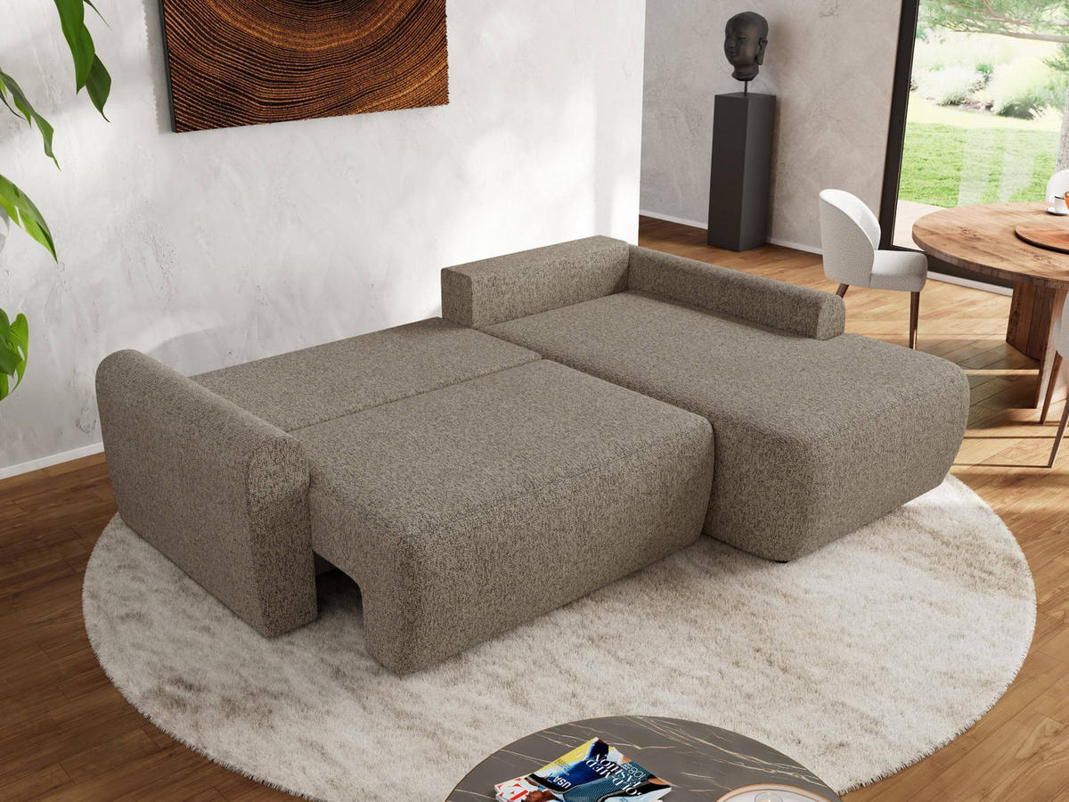 ECKSCHLAFSOFA CUBO L Dunkelbeige Struktur - rechts - Beige/Schwarz, Kunststoff/Textil (187/273cm) - MKS