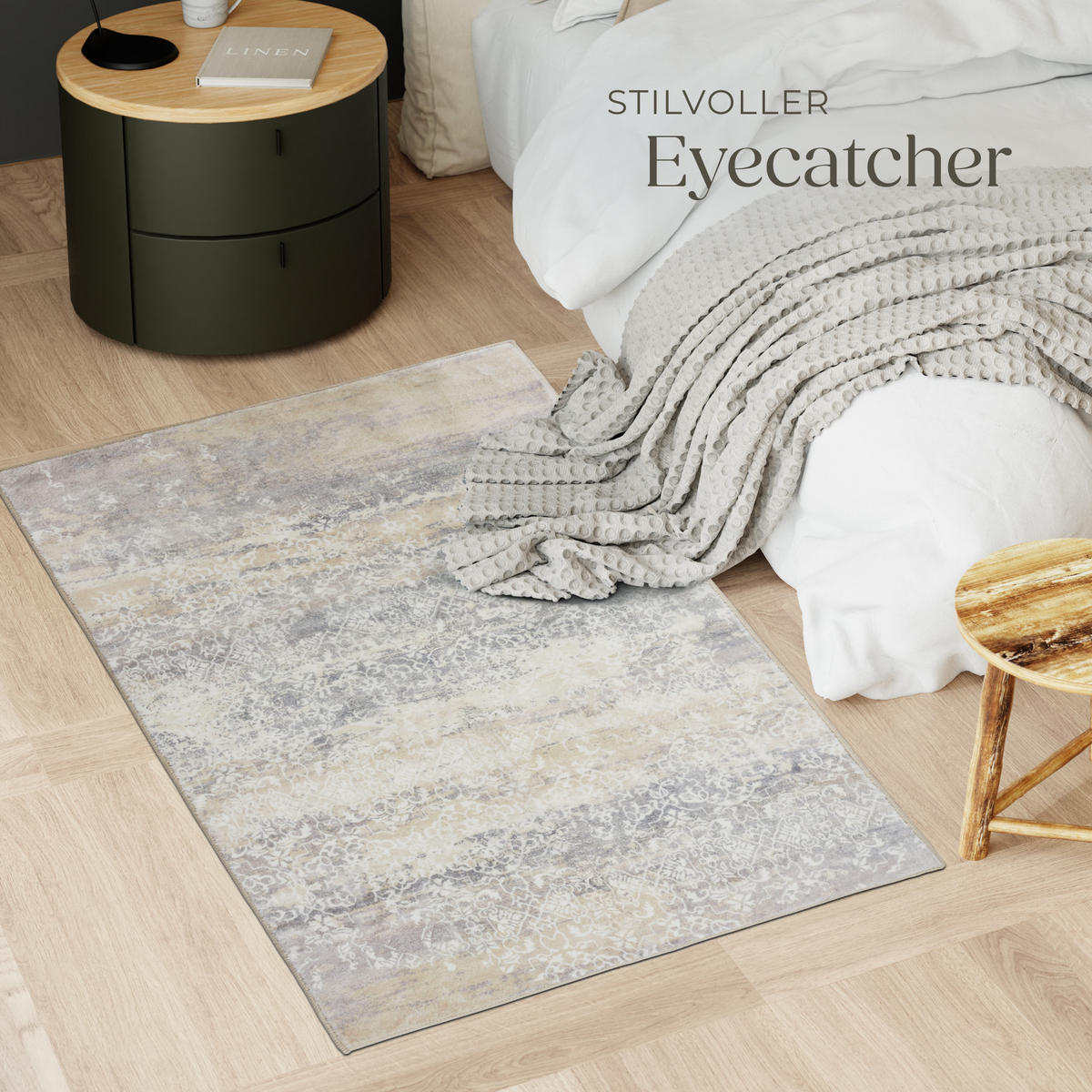 TEPPICH Vintage Design Dalia,rutschfeste Unterfläche,beige - Beige, Kunststoff (80/150cm) - tectake