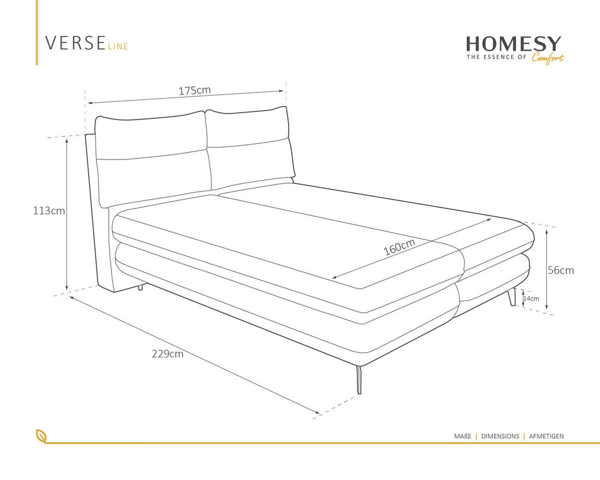 BOXBETT Verse 160 x 200 Einzelbett mit hochwertiger Bonell-Matratze und Topper T30 - Dunkelgrau - Dunkelgrau, Holz (160/200cm) - Homesy