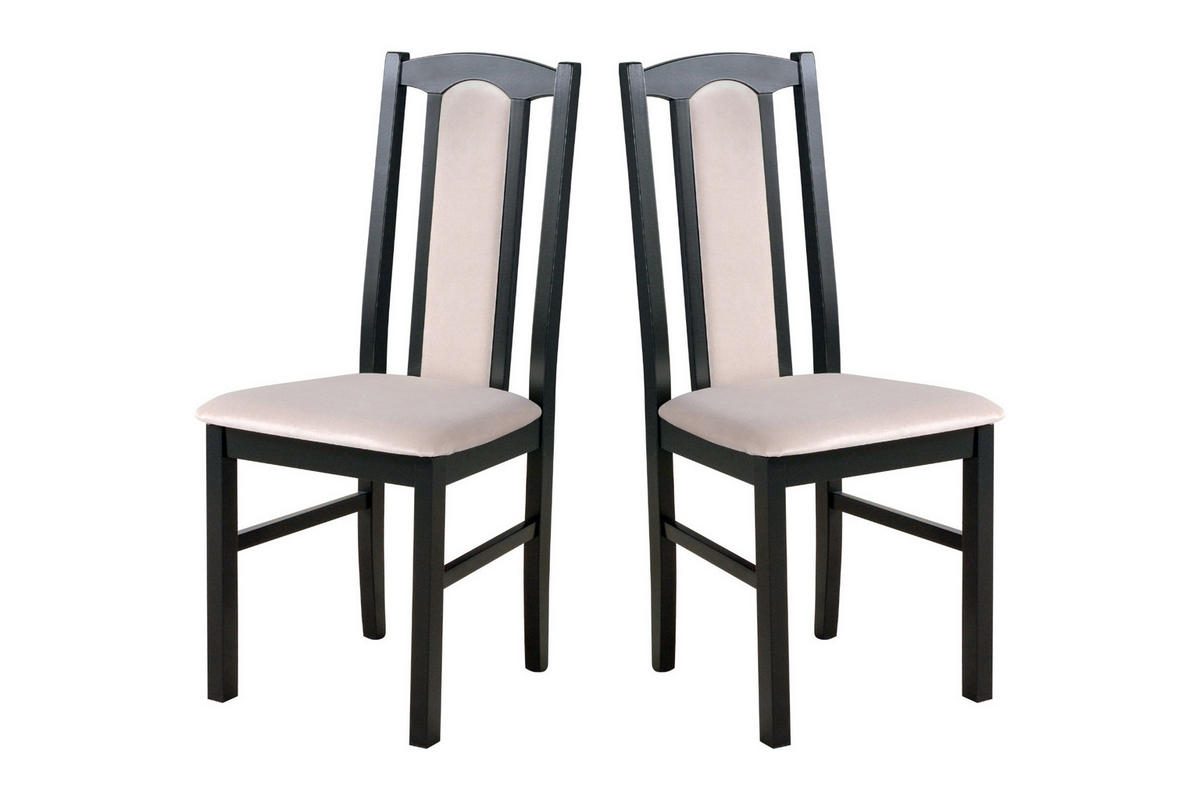 ESSZIMMERSTUHL - Set 2x Bos 7 schwarz, paros 2 - Beige/Schwarz, Holz (43/96/40cm) - Leaf Design