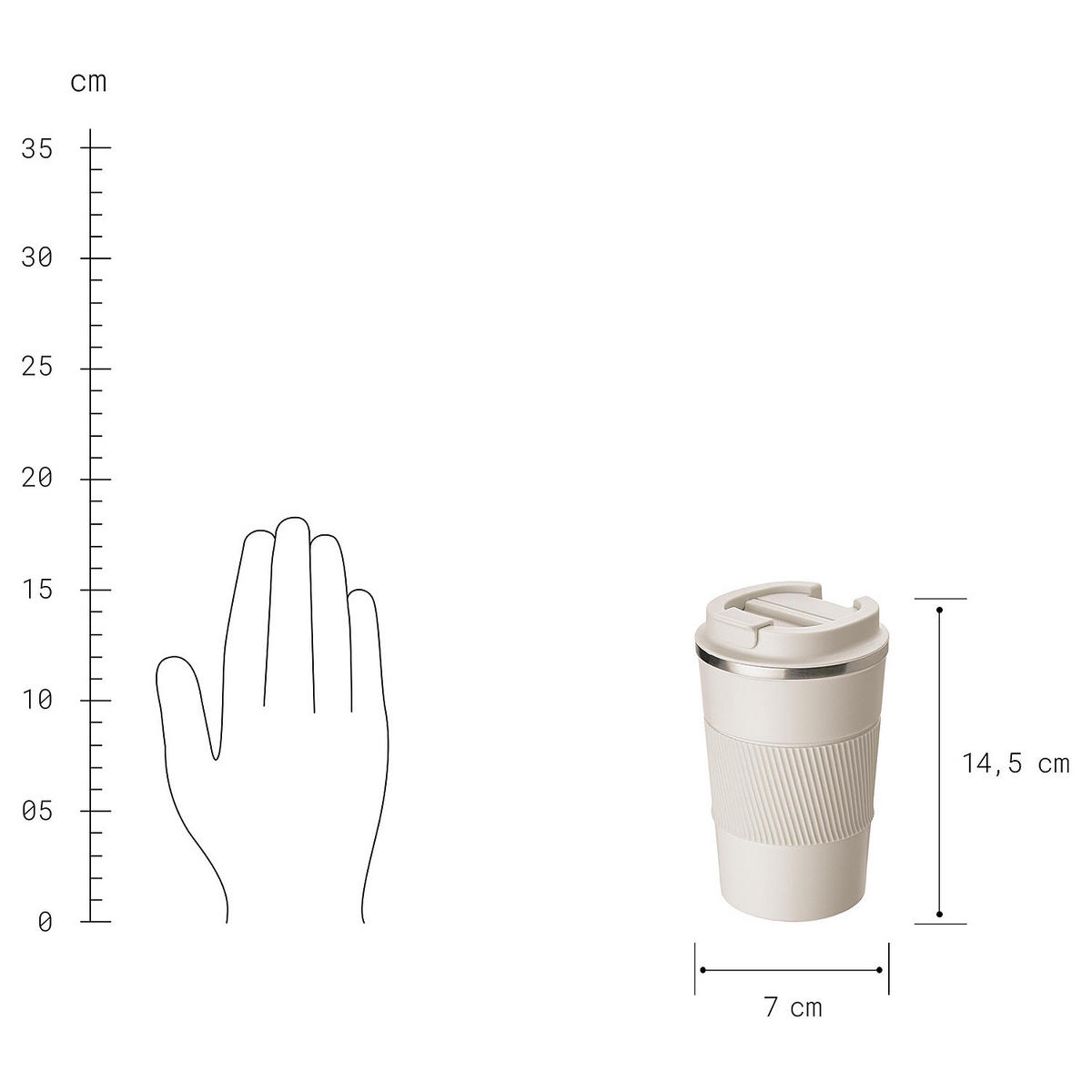 KAFFEEBECHER (4er Set) To Go - Beige, Metall (0.5L) - Butlers