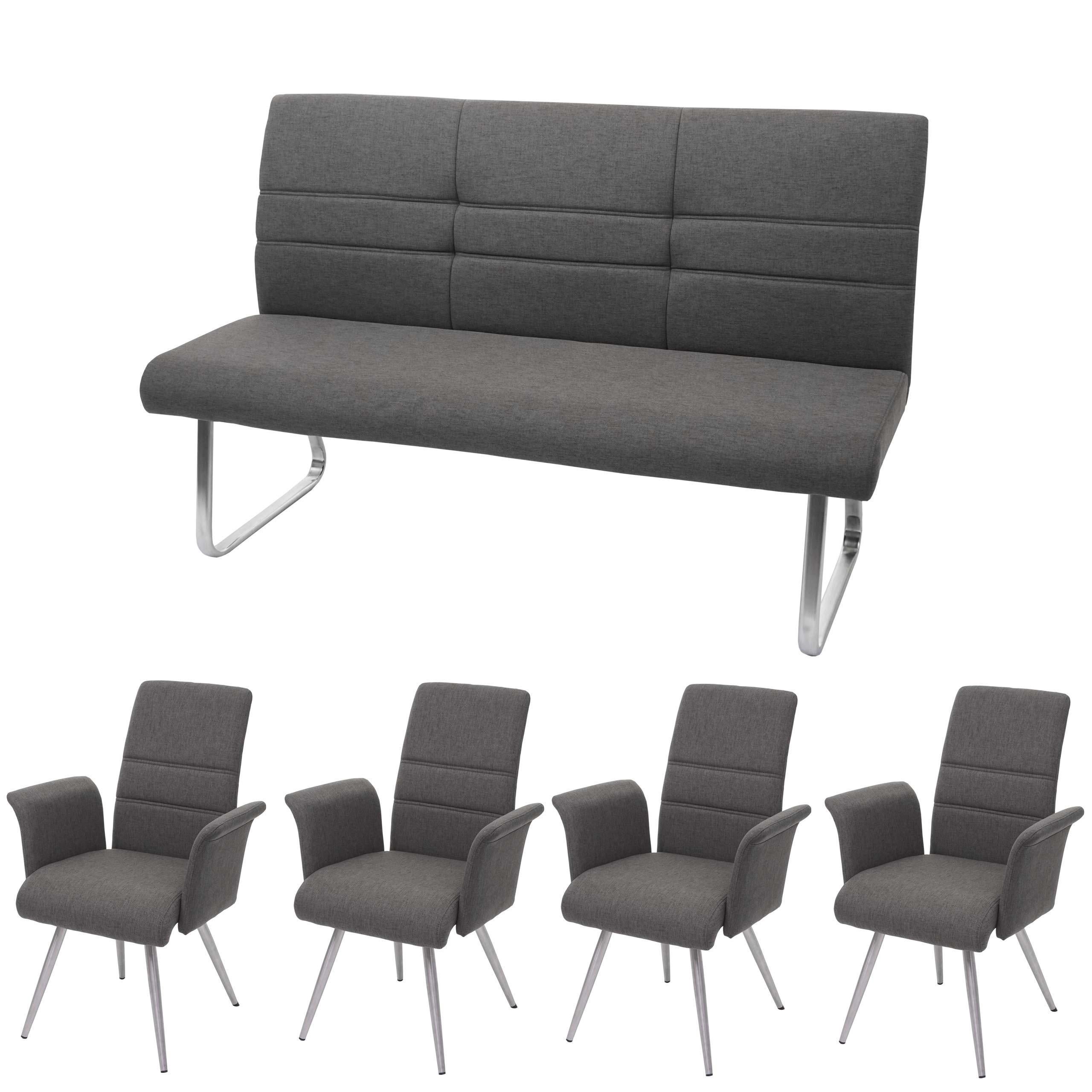ESSZIMMER-SET Grau 4er-Set - Grau, Textil (160/99/68cm) - MCW