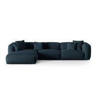 ECKSOFA modular links Martina aus strukturiertem Stoff jeansblau 3 Sitzplätze - Blau, Textil (176/332cm) - Micadoni