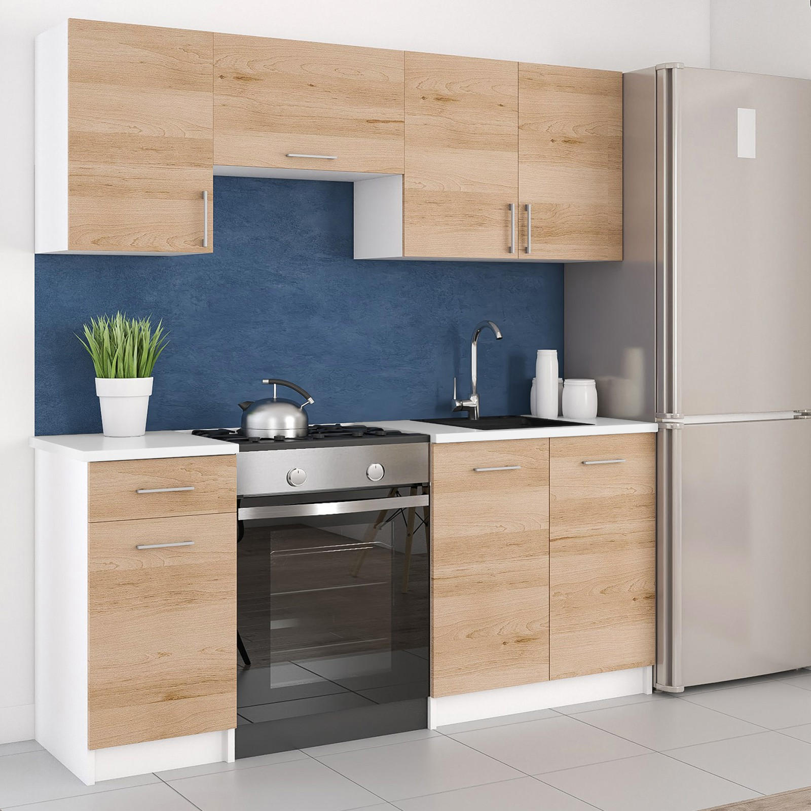 KÜCHENZEILE LECO 180 eiche artisan - Eiche Artisan, Holzwerkstoff (180/82/46cm) - roe furniture