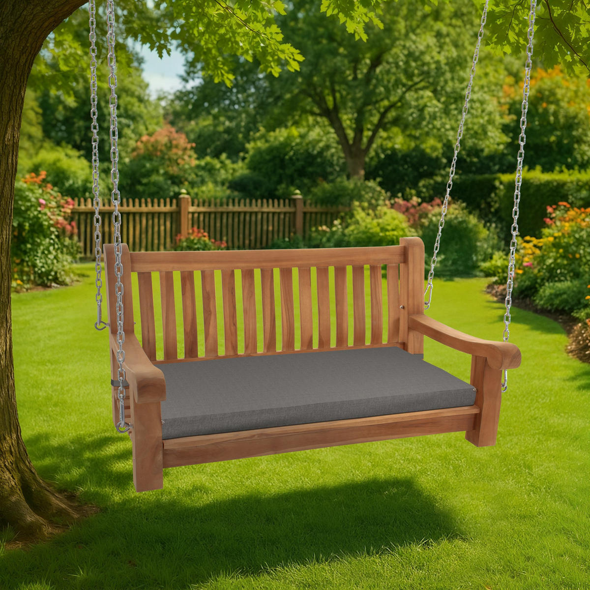 SCHAUKELBANK Muver Holz Dunkelgrau Hängebank - Dunkelgrau, Holz (120/62/70cm) - DELUKE