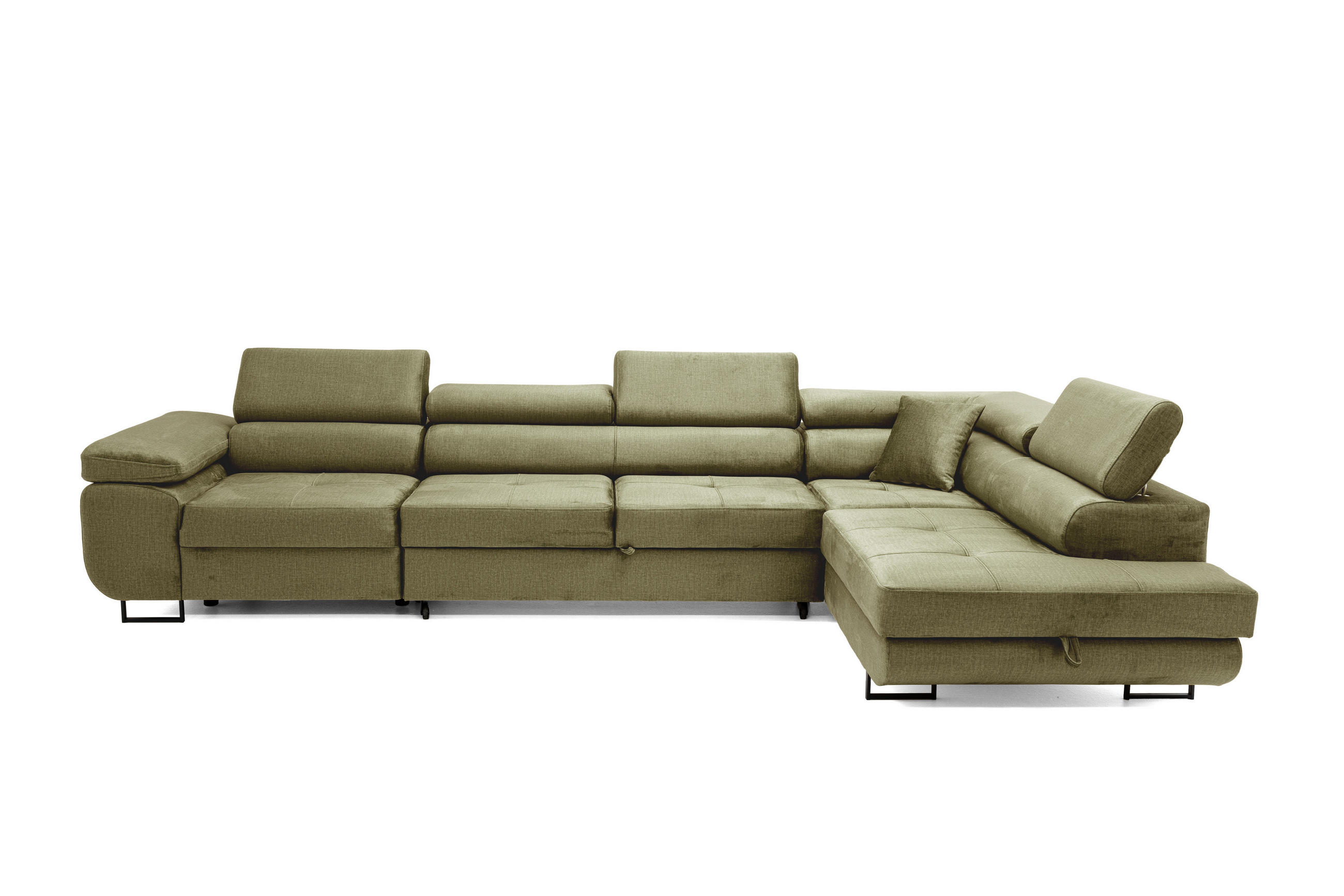 ECKSOFA WILD MAXI Rechts Hellgrün - Chromfarben/Hellgrün, Holz/Textil (203/350cm) - Muffo