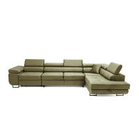 ECKSOFA WILD MAXI Rechts Hellgrün - Chromfarben/Hellgrün, Holz/Textil (203/350cm) - Muffo
