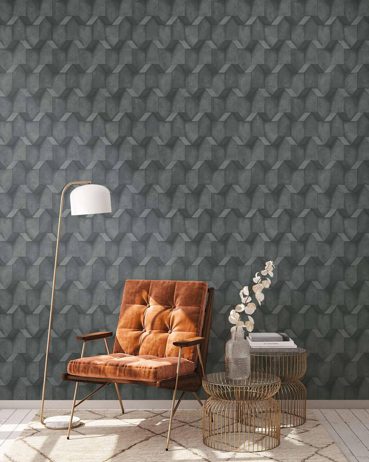 VLIESTAPETE Grau 53/1005 cm - Schwarz, Textil (53/1cm) - KUNSTLOFT