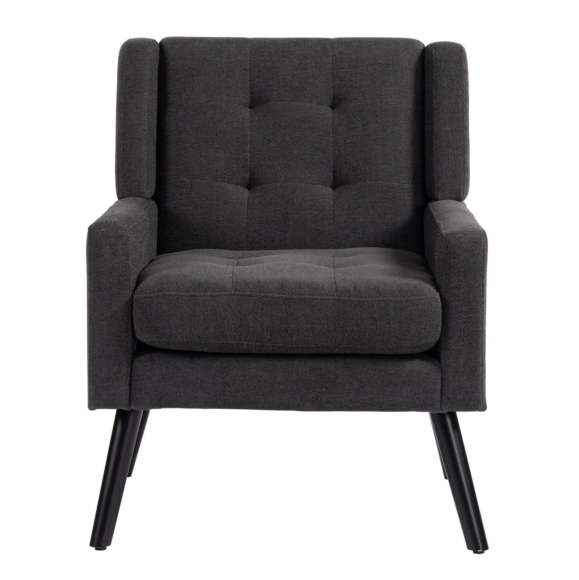 ČALOUNĚNÉ křeslo s dekorativním prošíváním a masivními nohami, Tmavě šedá - tmavě šedá, textil (76/88/68cm) - Redom