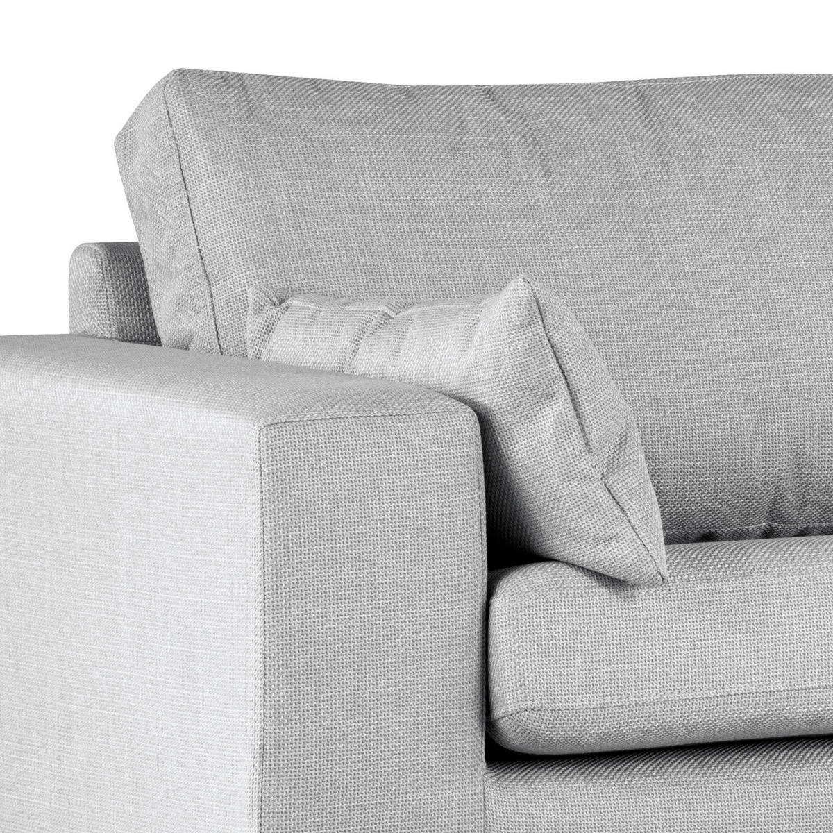 ECKSOFA mit Ottomane - Buchefarben/Hellgrau, Buchenholz/Textil (287/219cm) - home24