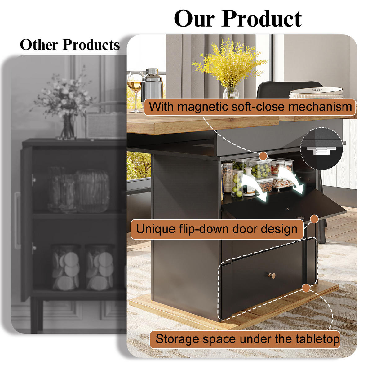 ESSTISCH 110-140/75/80 cm aus MDF mit Stauraum - Schwarz, Holzwerkstoff (110/80/75cm) - OKMYHOME